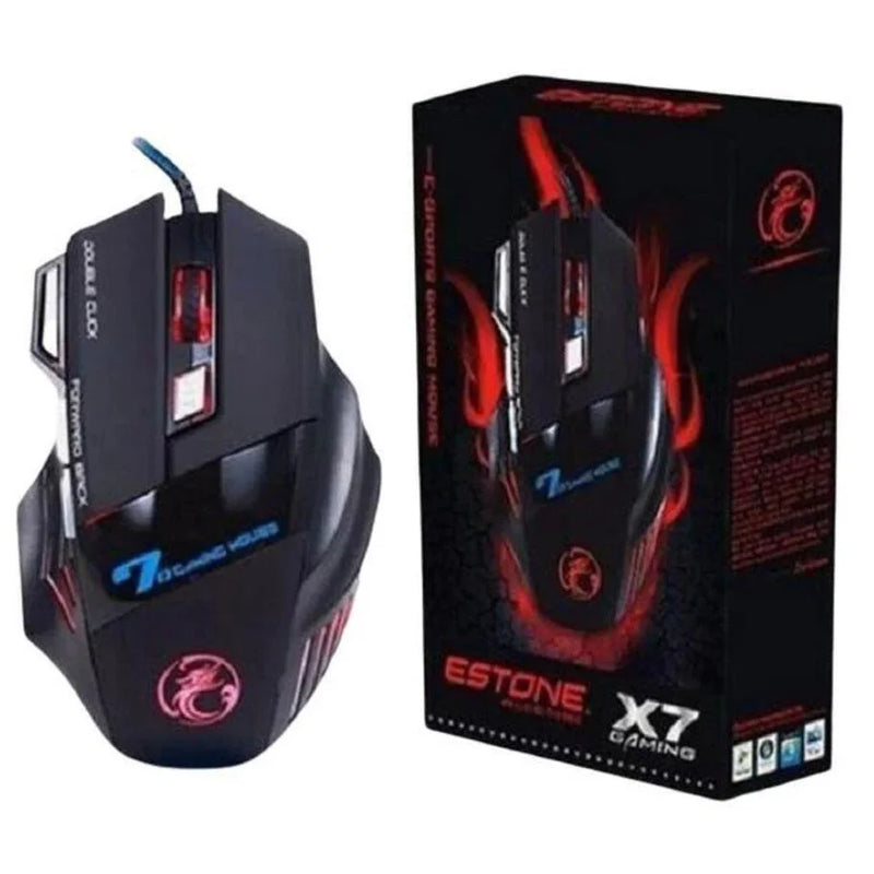 Mouse Gamer X7 com Iluminação LED e Ajustes DPI – Com Fio