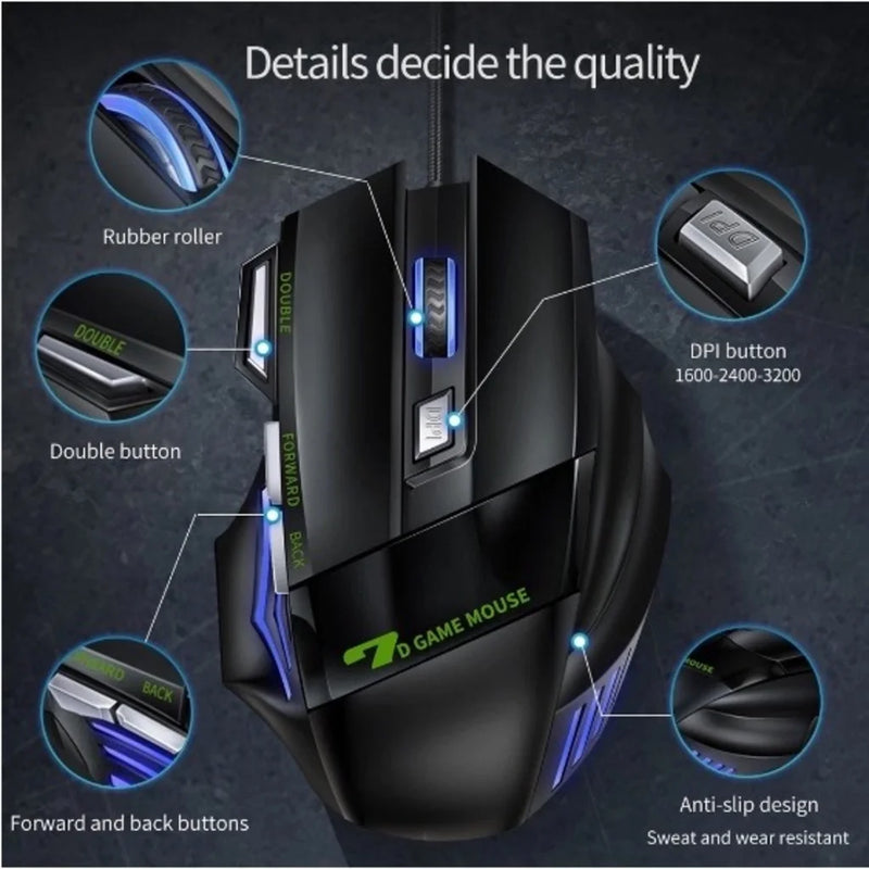 Mouse Gamer X7 com Iluminação LED e Ajustes DPI – Com Fio