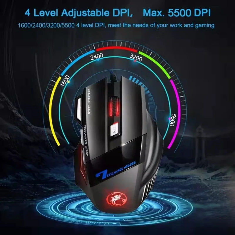 Mouse Gamer X7 com Iluminação LED e Ajustes DPI – Com Fio