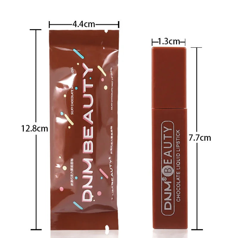 Batom Longa Duração Chocolate Brilho Labial Matte Lip Glaze Creme Batom Líquido Maquiagem Beleza Antiaderente Copo À Prova D'Água Cosmético