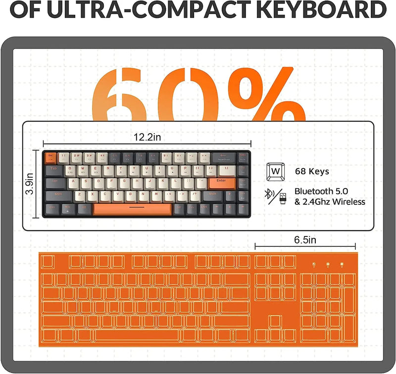 Teclado 100% Mecânico | Compacto Dual Mode K68