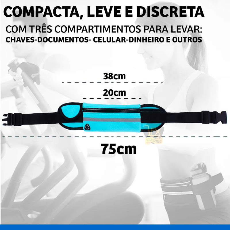 Pochete Fitness Slim com Faixa Refletiva – Ideal para Corridas e Viagens